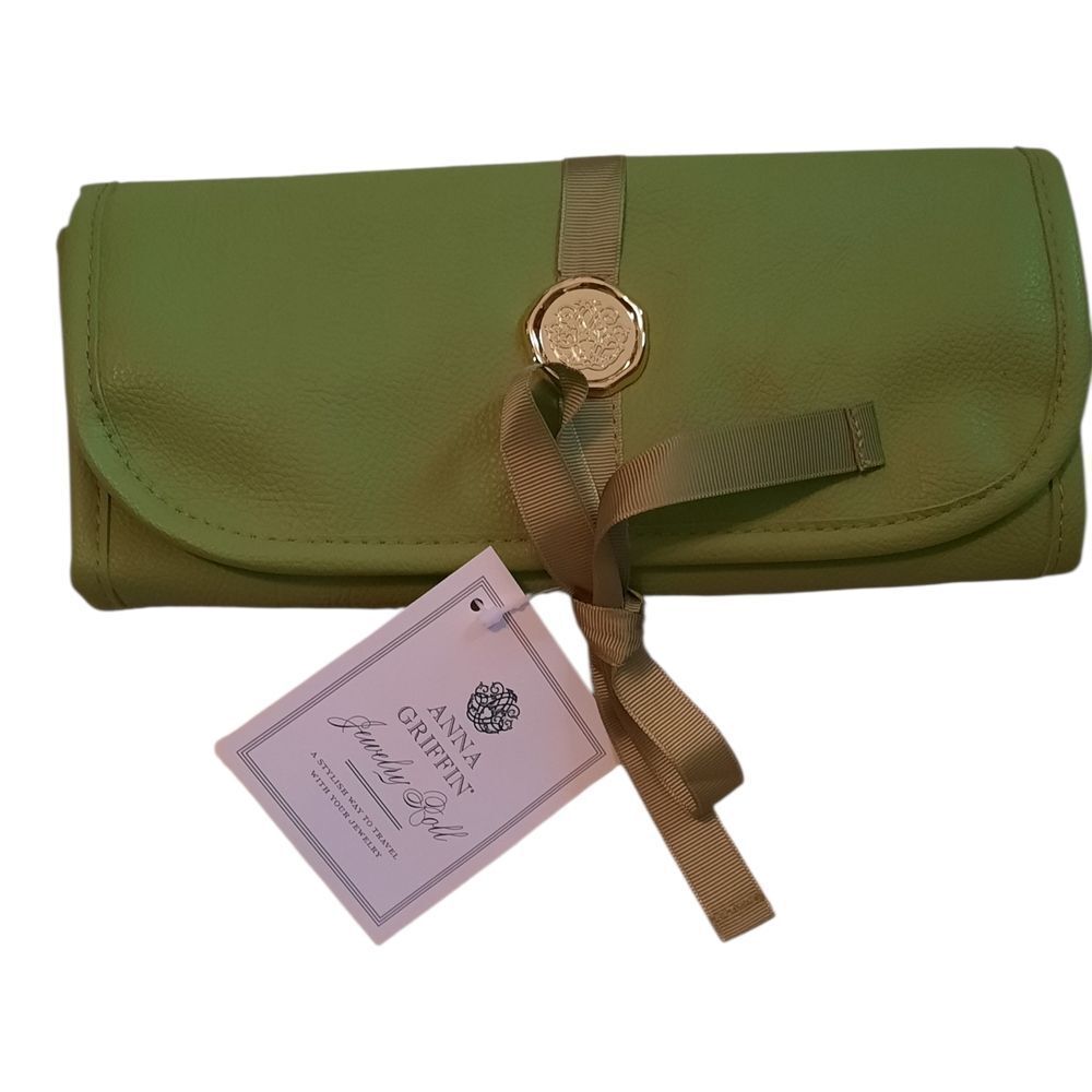 Anna Griffin Chic Green Jewelry Roll Travel Case